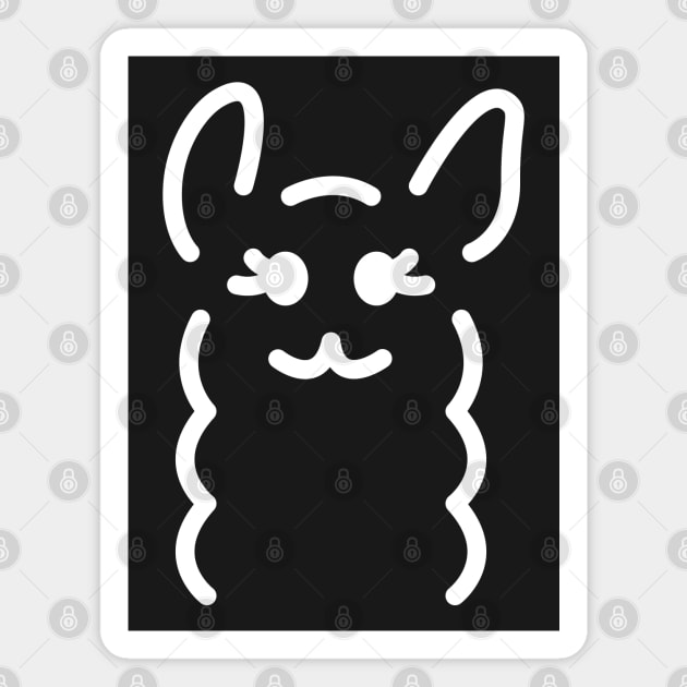 Mwah! - Cute Llama Face Line Art - White Magnet by DaTacoX